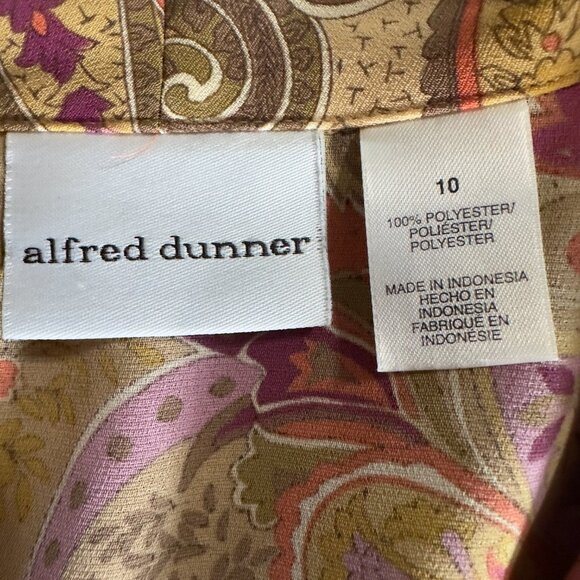 Alfred Dunner Women's Paisley Blouse Size 10 Short Sleeve Button Up Colorful  th - Picture 2 of 4